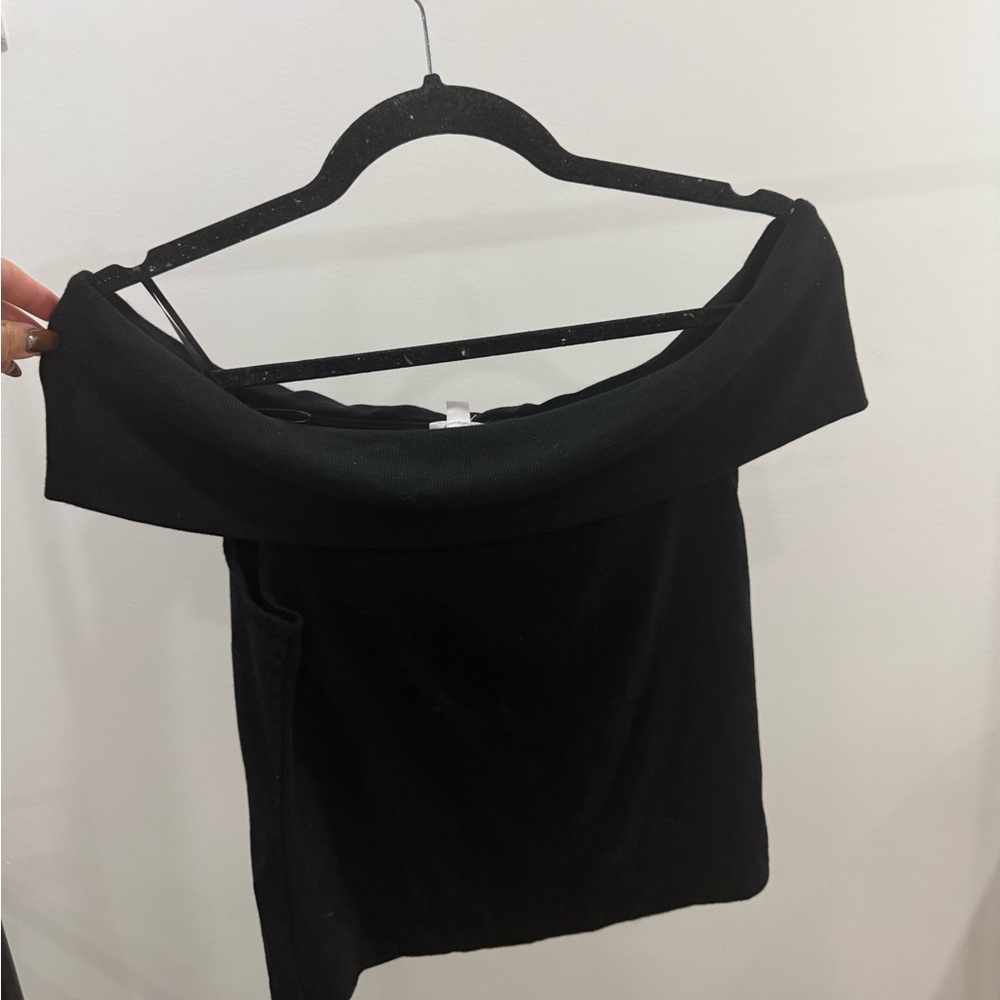 Garage Off The Shoulder Black Knit Top